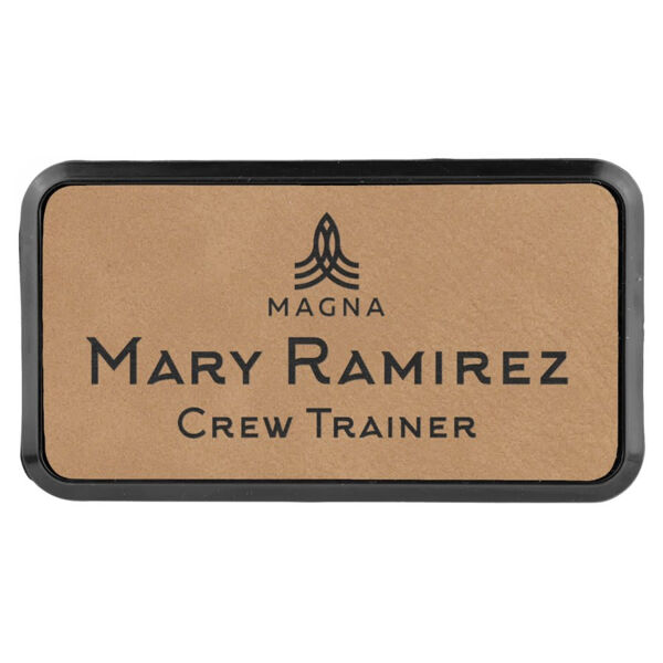 3" x 1 1/2" Laserable Leatherette Round Corner Badge & Frame Thumbnail