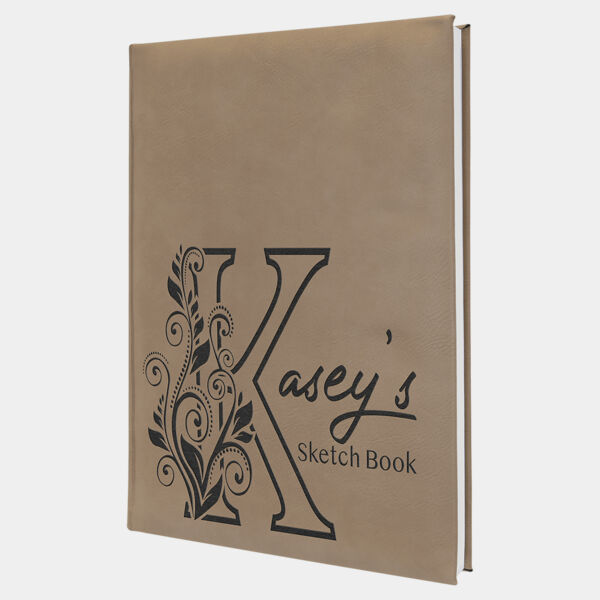 7" x 9 3/4" Laserable Leatherette Sketch Book with Unlined Notepad Thumbnail