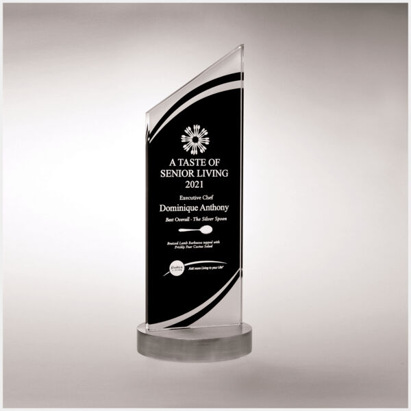 3 1/2" x 11 7/8" x 3/8" Thick Zenith Series Silkscreened Glass with Frosted Accents, Heave Aluminum Base Thumbnail