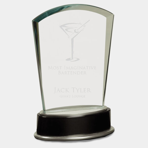 6 3/4" Jade Fan Metro Glass with and Piano Finish Base Thumbnail