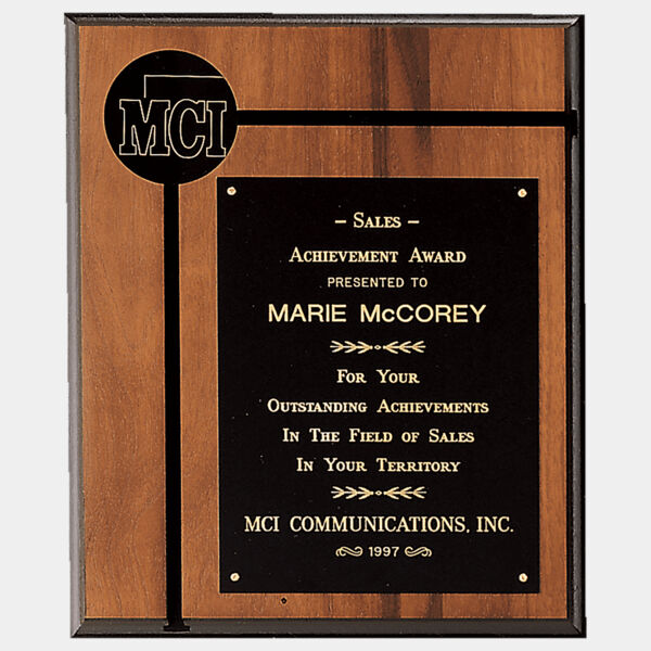 7" x 9" American Routed Plaque w/ Brass Plate and 2 1/2" Brass Disc Thumbnail
