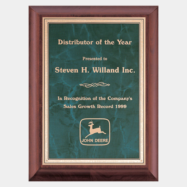 9" x 12" Hand Rubbed Finish Plaque with Emerald Marble Border LaserFX Plate Thumbnail