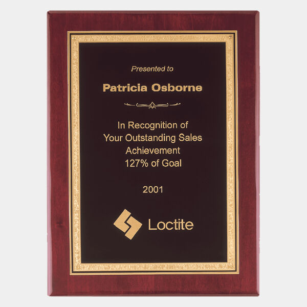 9" x 12" Airflyte Premium Piano Finish Plaque with Florentine Border LaserFX Plate Thumbnail