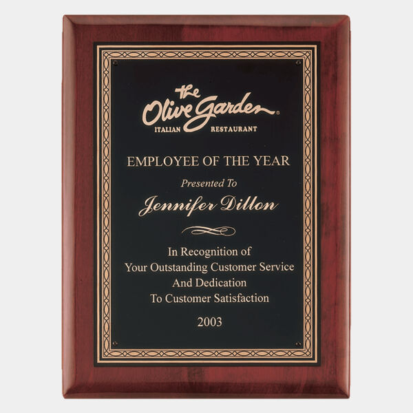7" x 9" Airflyte Premium Piano Finish Plaque with Border Laserable Brass PLate Thumbnail