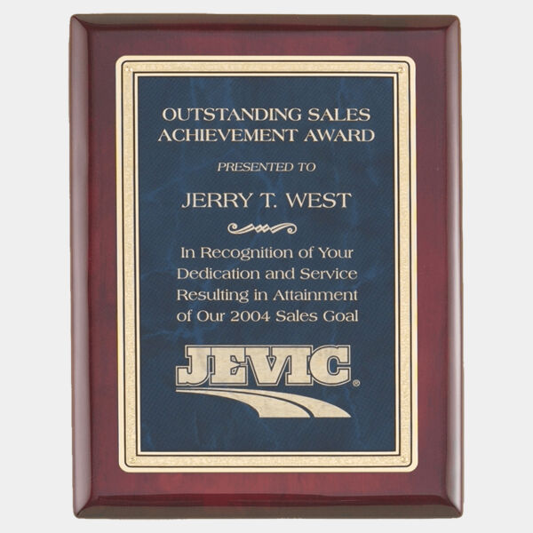 9" x 12" Piano Finish Plaque with a Sapphire Marble/ Florentine Design LaserFX Plate Thumbnail
