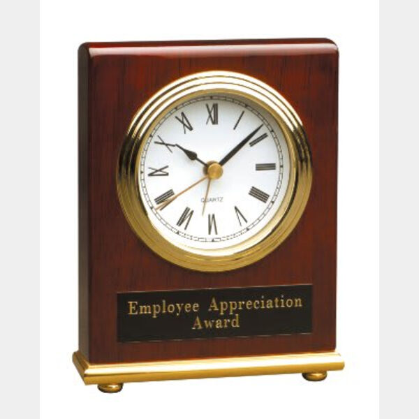 4" x 5" Piano Finish Rectangle Desk Clock Thumbnail