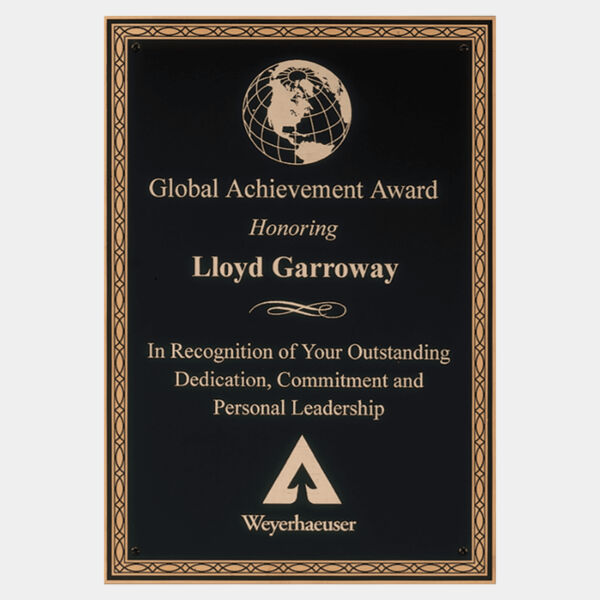 5 1/4" x 7 1/4" Laser Engravable Brass Plated Steel Plate with Design Border Thumbnail